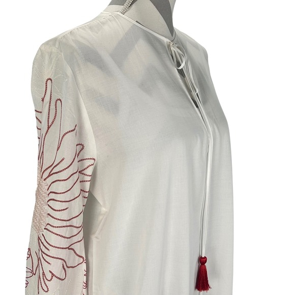 SILVIA TCHERASSI Mayfair embroidered red sunflowers boho maxi tunic dress L - Picture 4 of 14